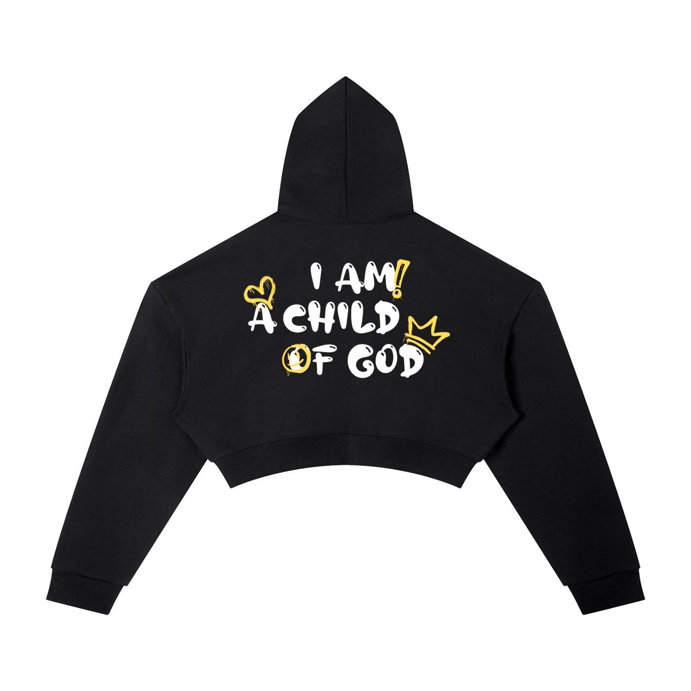 Adult Child Of God Cropped Spray-Paint Hoodie (Gold-White)