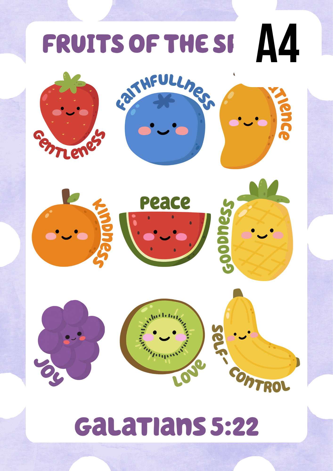 Kawaii Fruits Of The Spirit Print