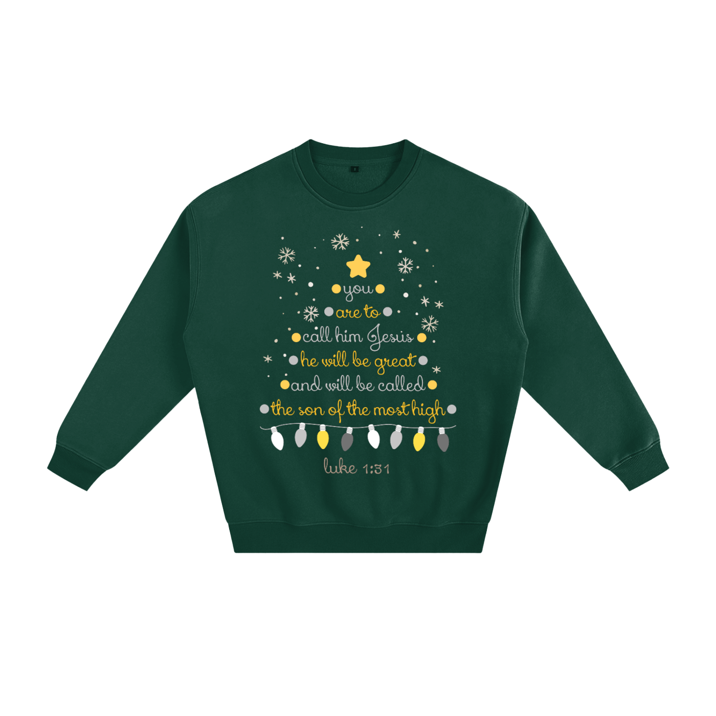 Adult Christmas Tree Luke 1:31 Fleeced Sweatshirt