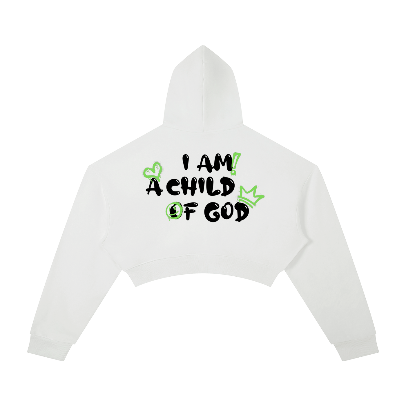 Adult Child Of God Cropped Spray-Paint Hoodie (Green-Black)