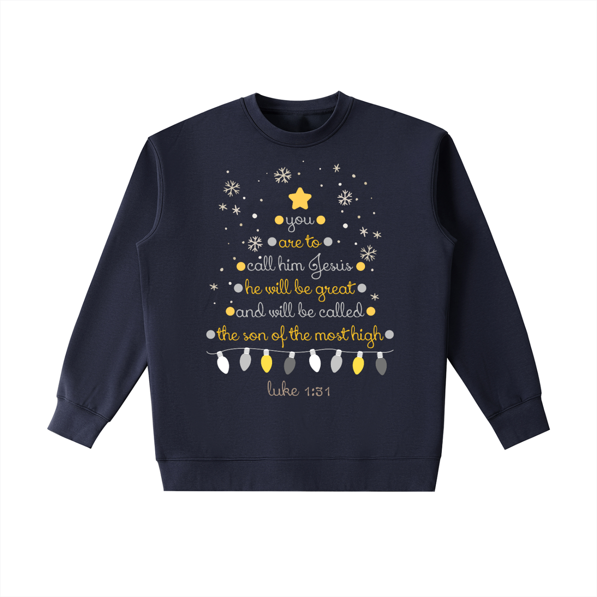 Christmas Tree Luke 1:31 Fleeced Sweatshirt