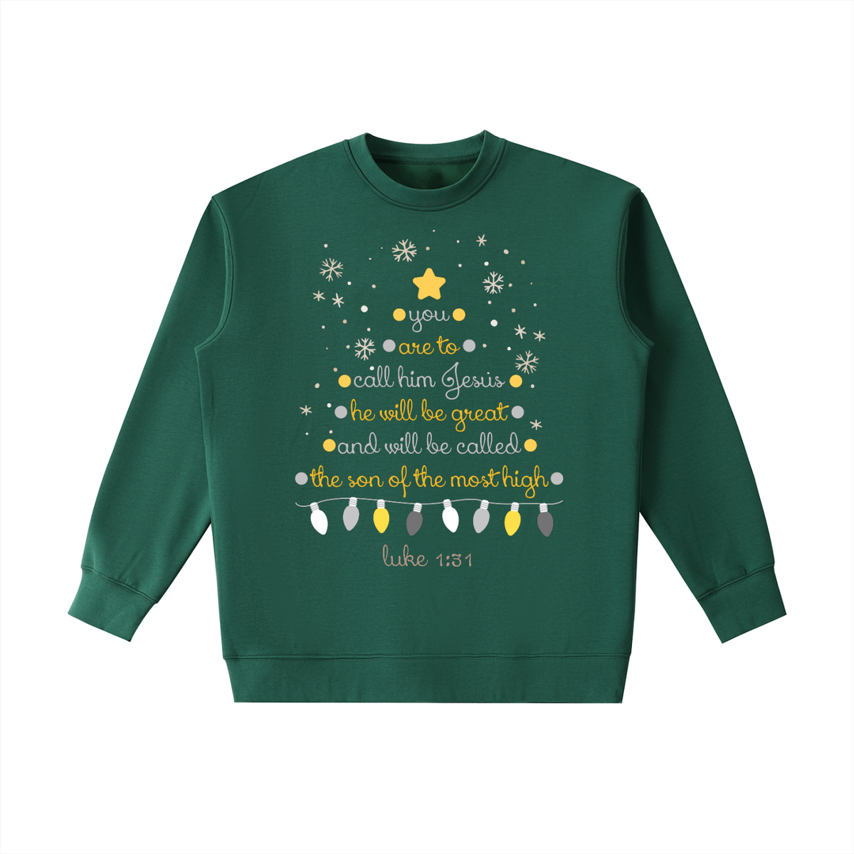 Christmas Tree Luke 1:31 Fleeced Sweatshirt