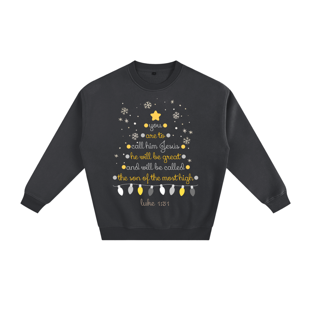 Adult Christmas Tree Luke 1:31 Fleeced Sweatshirt