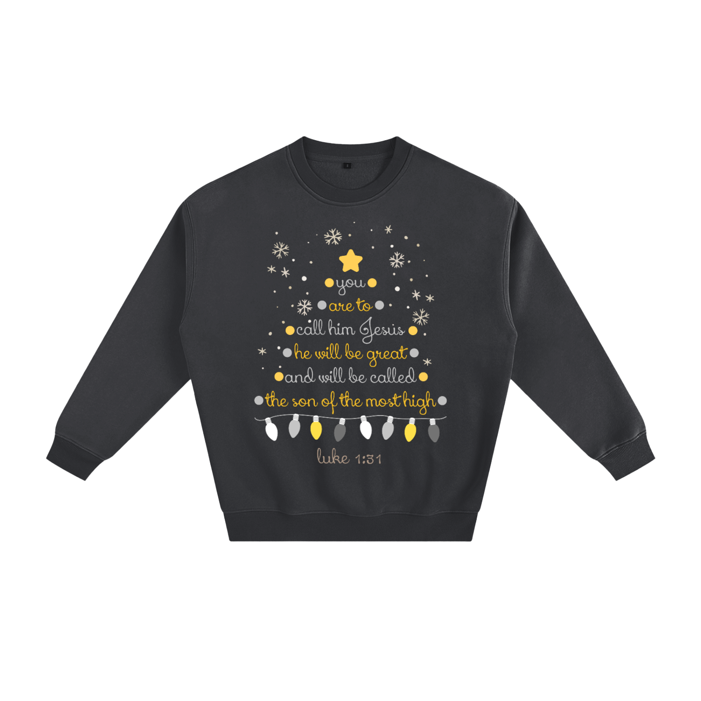 Adult Christmas Tree Luke 1:31 Fleeced Sweatshirt