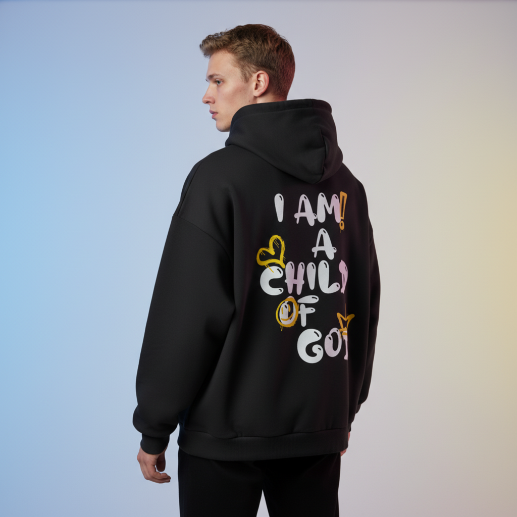 Child Of God Oversized Spray-Paint Hoodie (Gold-White)