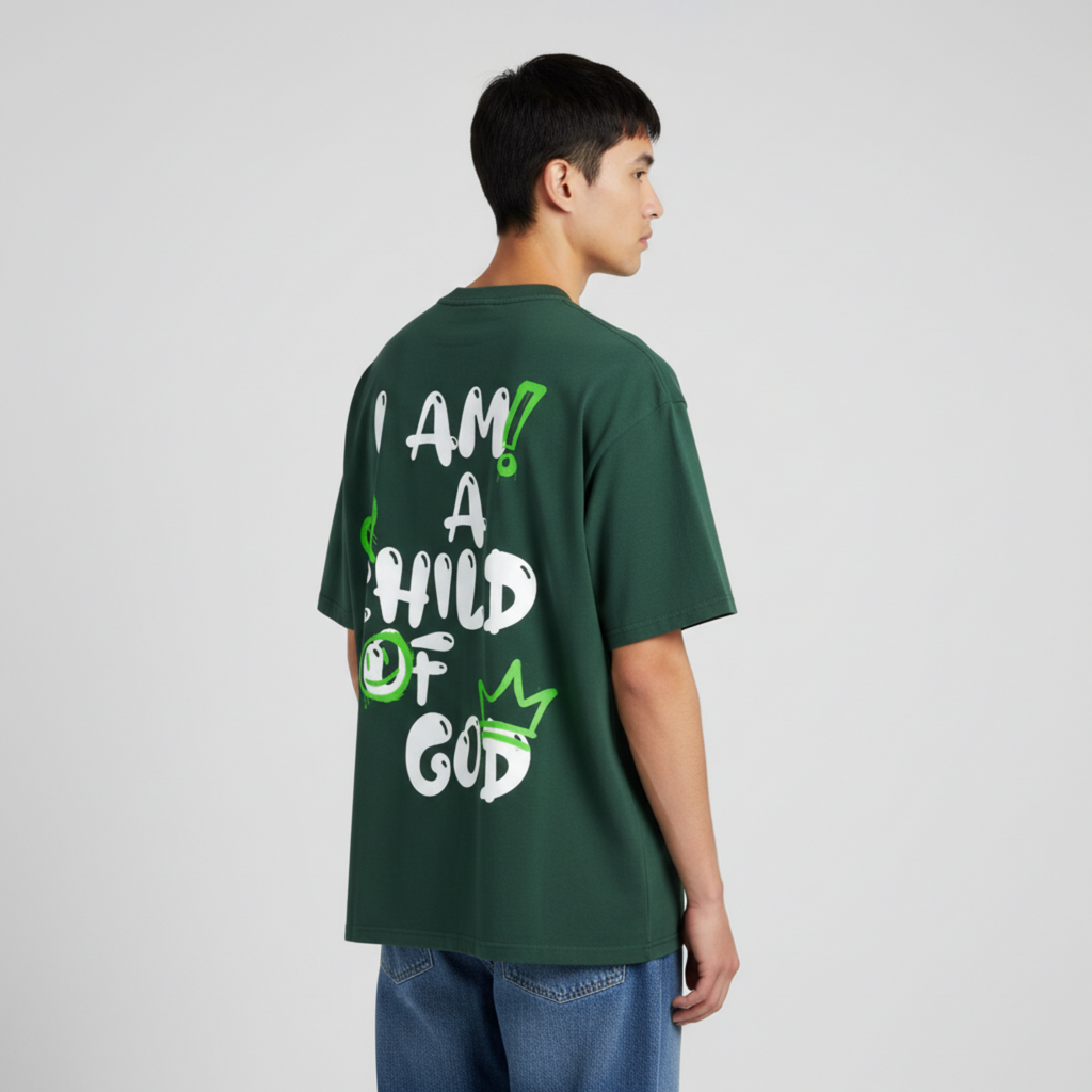 Adult Child of God T-Shirt (Green-White)