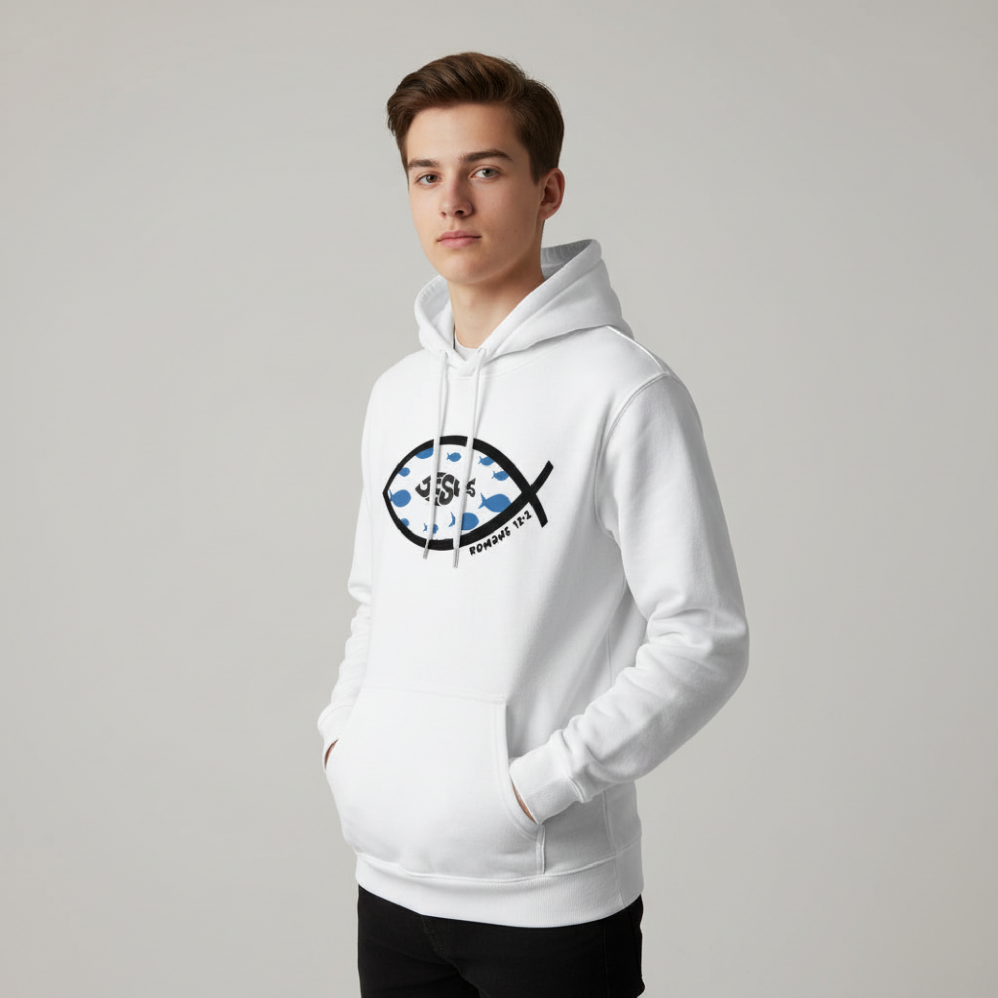Romans 12:2 (Ithacus fish) Hoodie