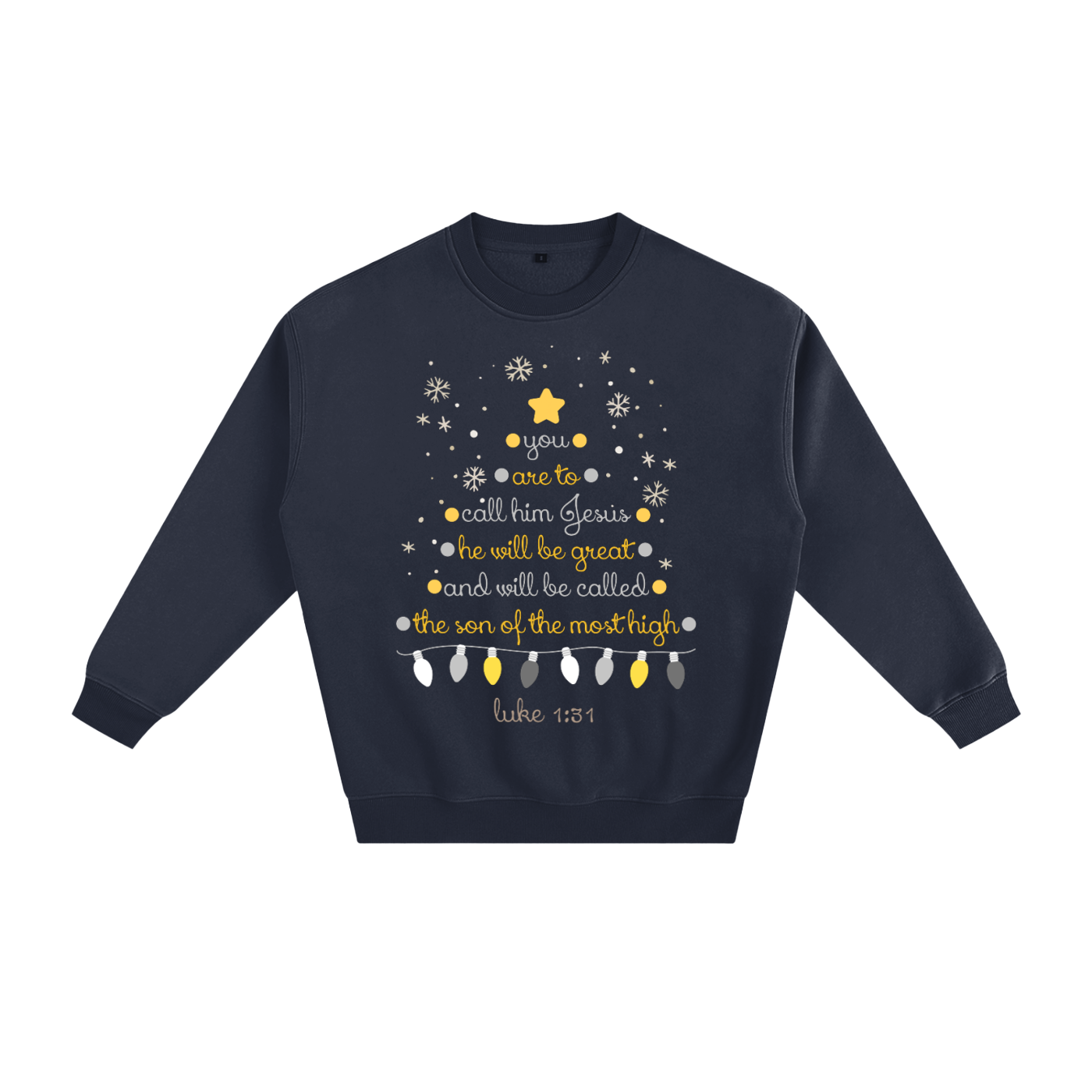 Adult Christmas Tree Luke 1:31 Fleeced Sweatshirt